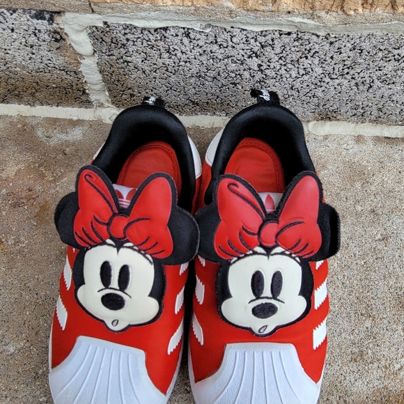 Adidas Superstar Red Disney Minnie Mouse Slip-on Toddler Sneakers 8K - Picture 8 of 12